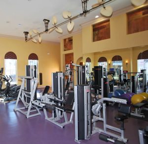 San Brisas Apartments in West Houston, TX San Brisas Apartments in West Houston TX offers a gym room with a lot of equipment.