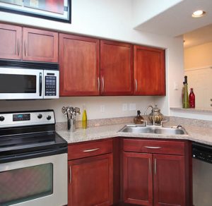San Brisas Apartments in West Houston, TX San Brisas Apartments in West Houston TX offers apartments for rent in West Houston TX with a kitchen equipped with stainless steel appliances and wooden cabinets.