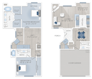 Two Bedroom Apartment with two car Garage