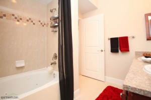 Three Bedroom Apartments for rent in West Houston, TX - Model Bathroom with Tub      